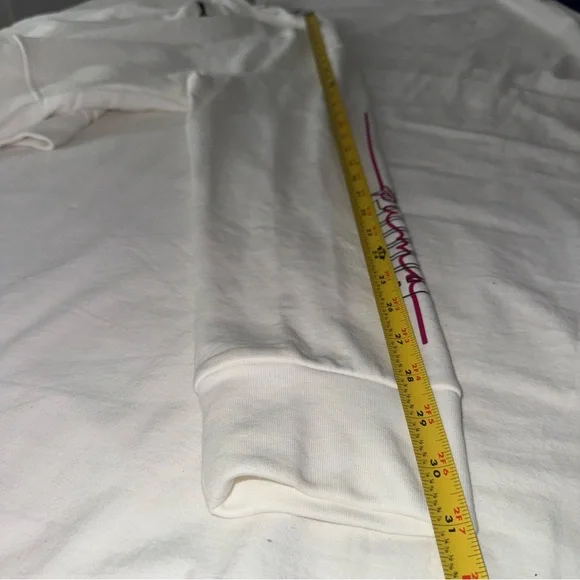 NWT Puma Long Sleeve Neon Dreaming High Low Crew White Fuchsia Black Size Large - Picture 6 of 11